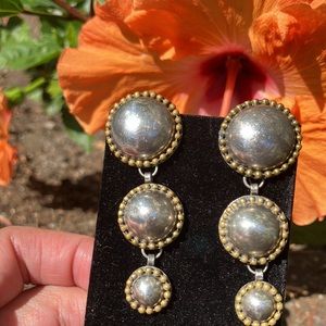 Amazing Vintage Sterling Concho Statement Earrings